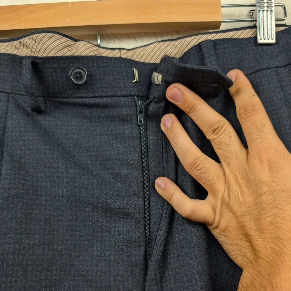 VTG Lauren Ralph Lauren Dress Pants Men's 37x34 Navy Wool Pleated Cuffed Y2K
